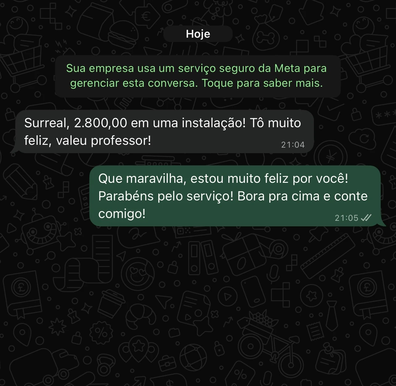 Depoimento de aluno via WhatsApp 7