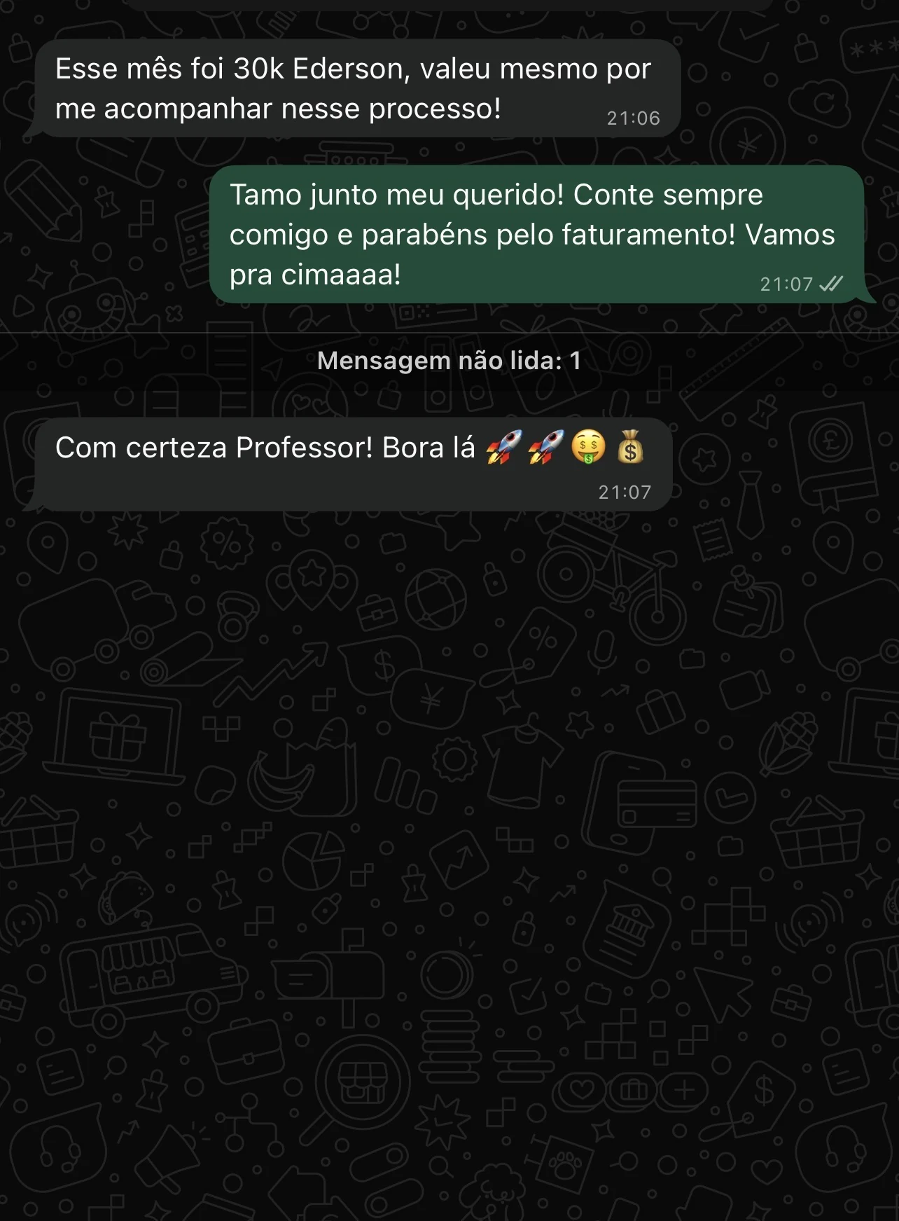 Depoimento de aluno via WhatsApp 8